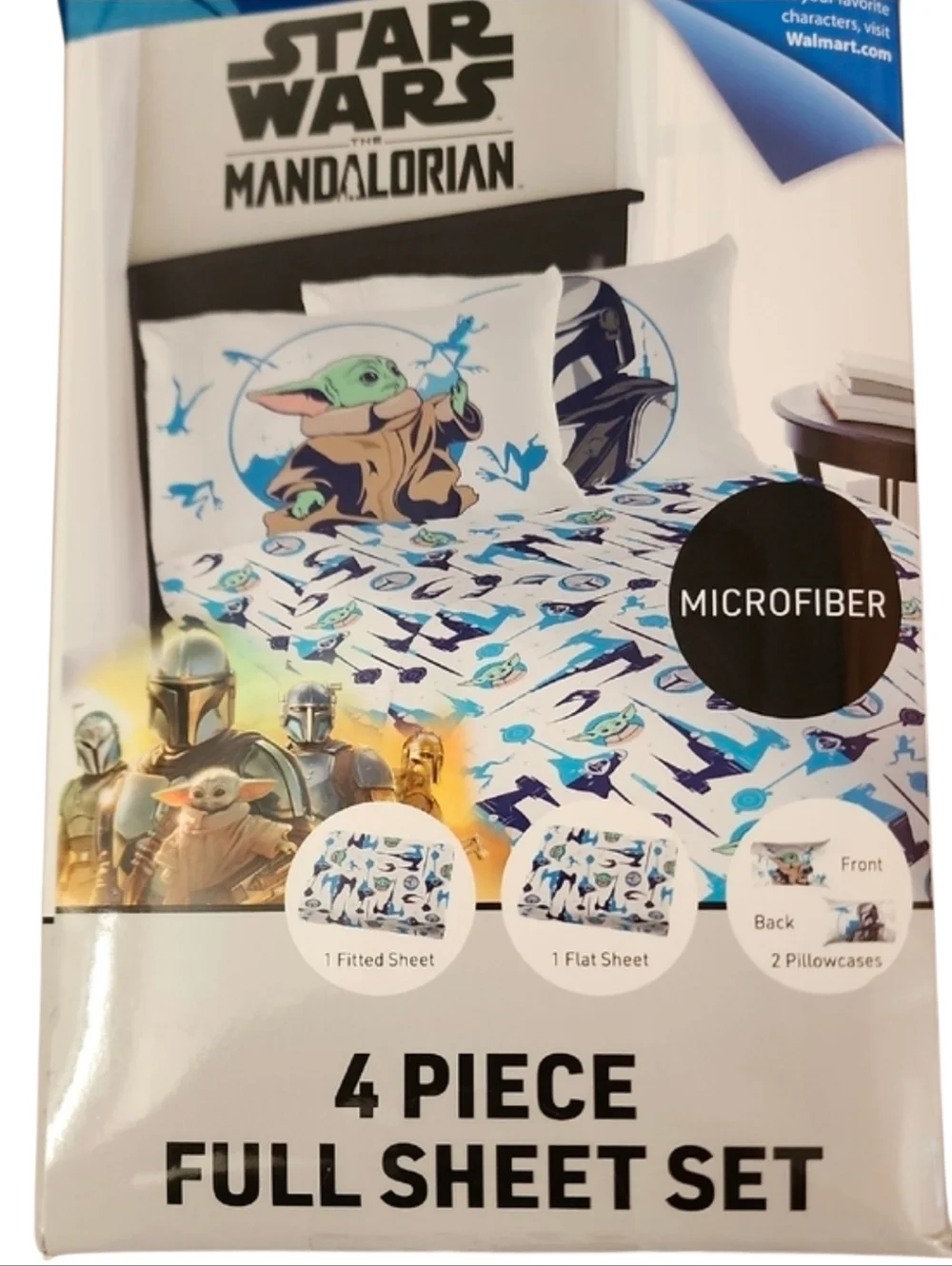 Star Wars Mandalorian Grogu 4 Piece Microfiber Full Sheet Set Bedding Set - New
